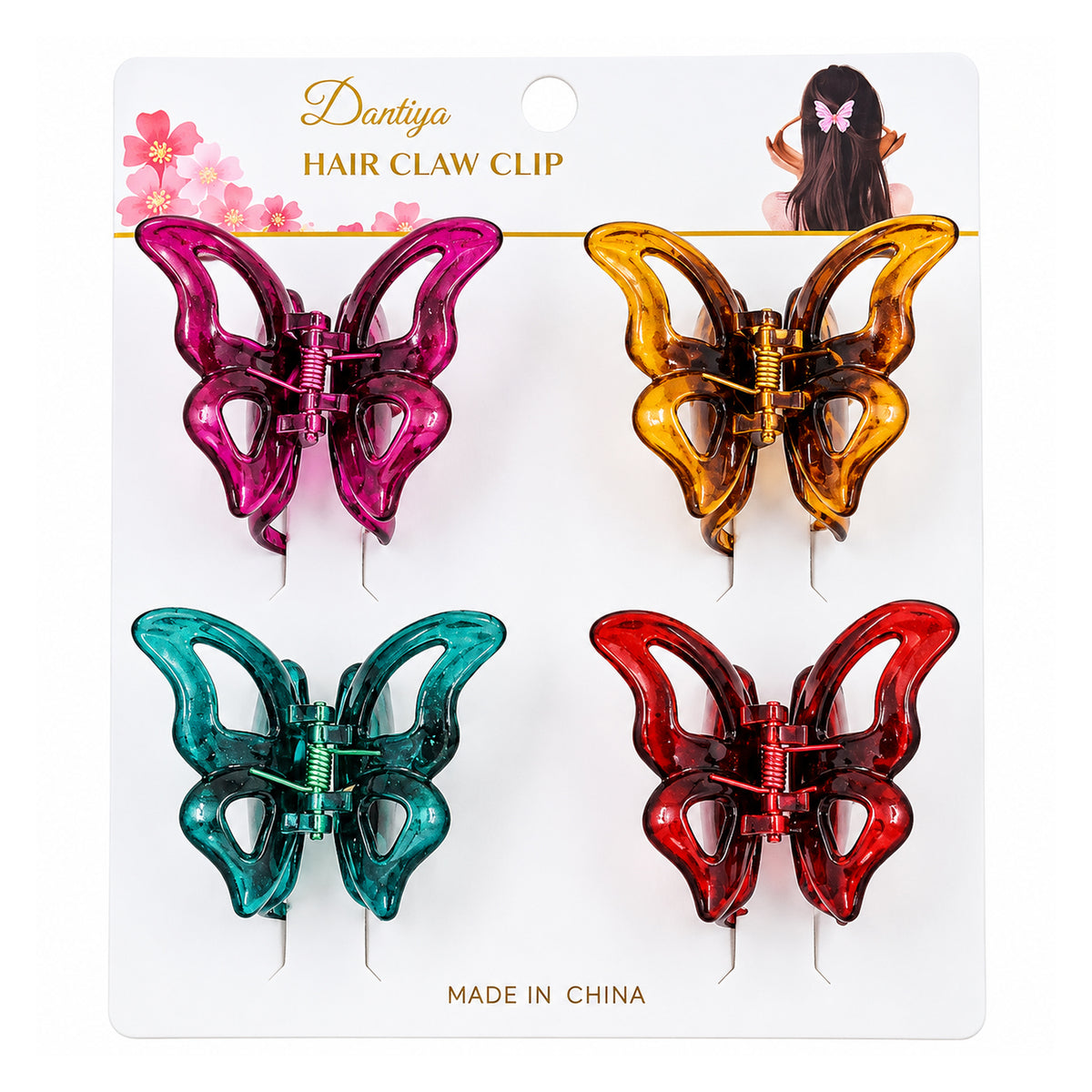 Dantiya Butterfly Hair Claw Clips Set - 4 Pcs (ACG00123)