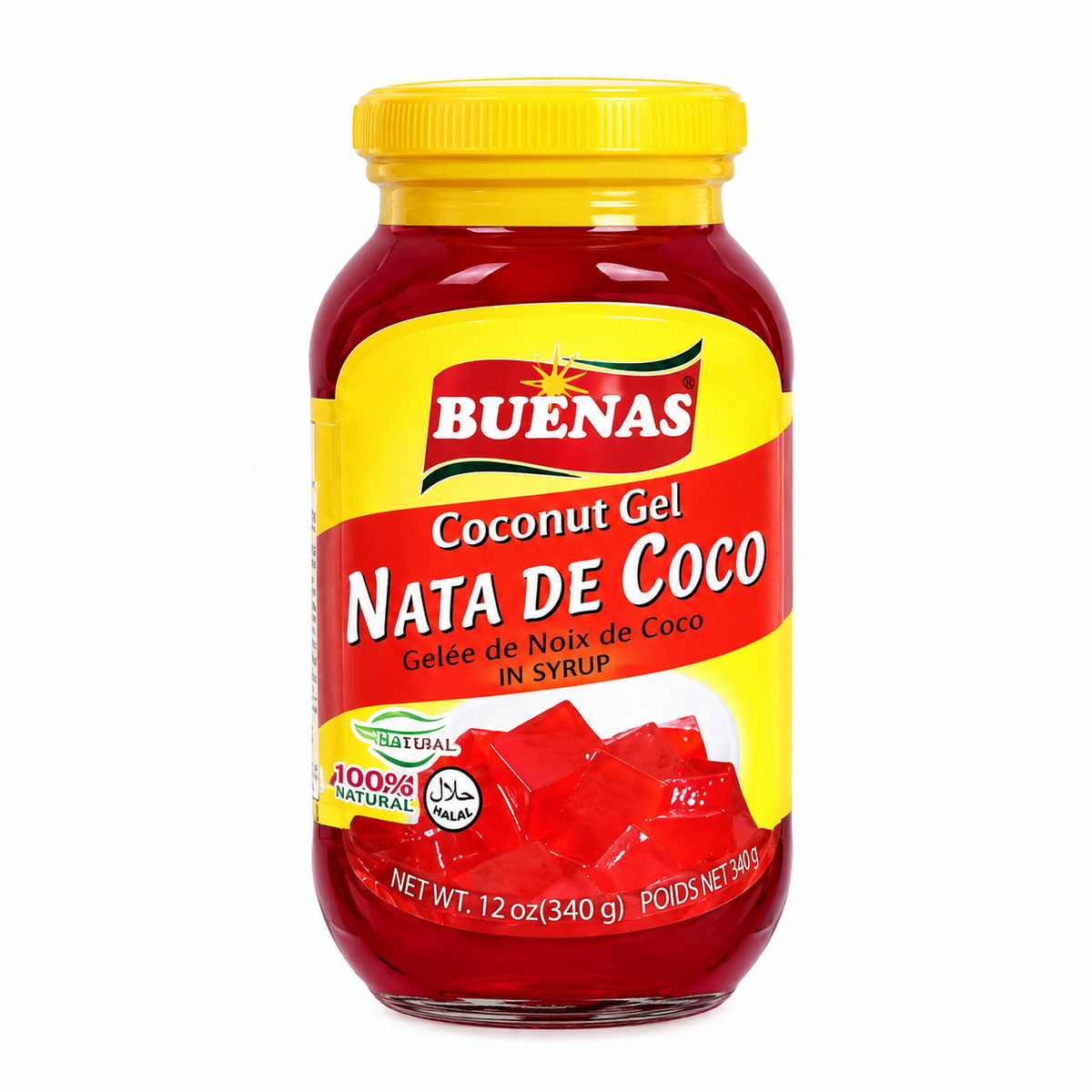 Buenas Nata de Coco Coconut Gel in Syrup (Red) 340g
