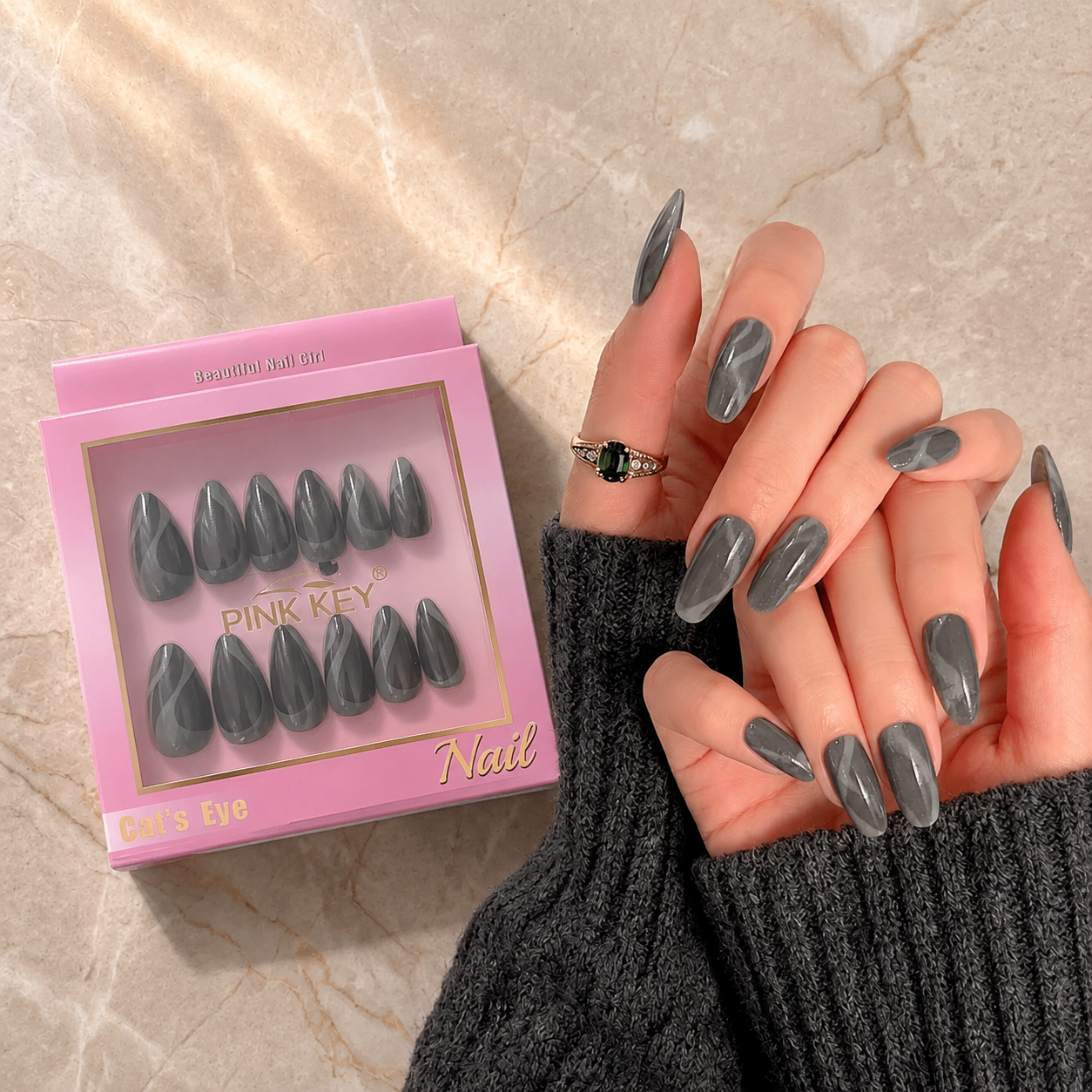 Pink Key High-End Wearable Nail Art #01 - PK24091 (12 Pcs)