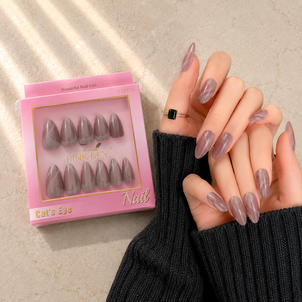 Pink Key High-End Wearable Nail Art #01 - PK24091 (12 Pcs)
