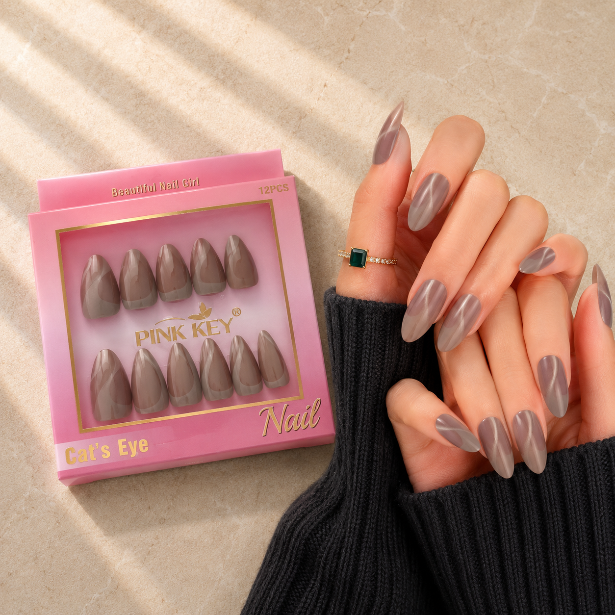 Pink Key High-End Wearable Nail Art #01 - PK24091 (12 Pcs)