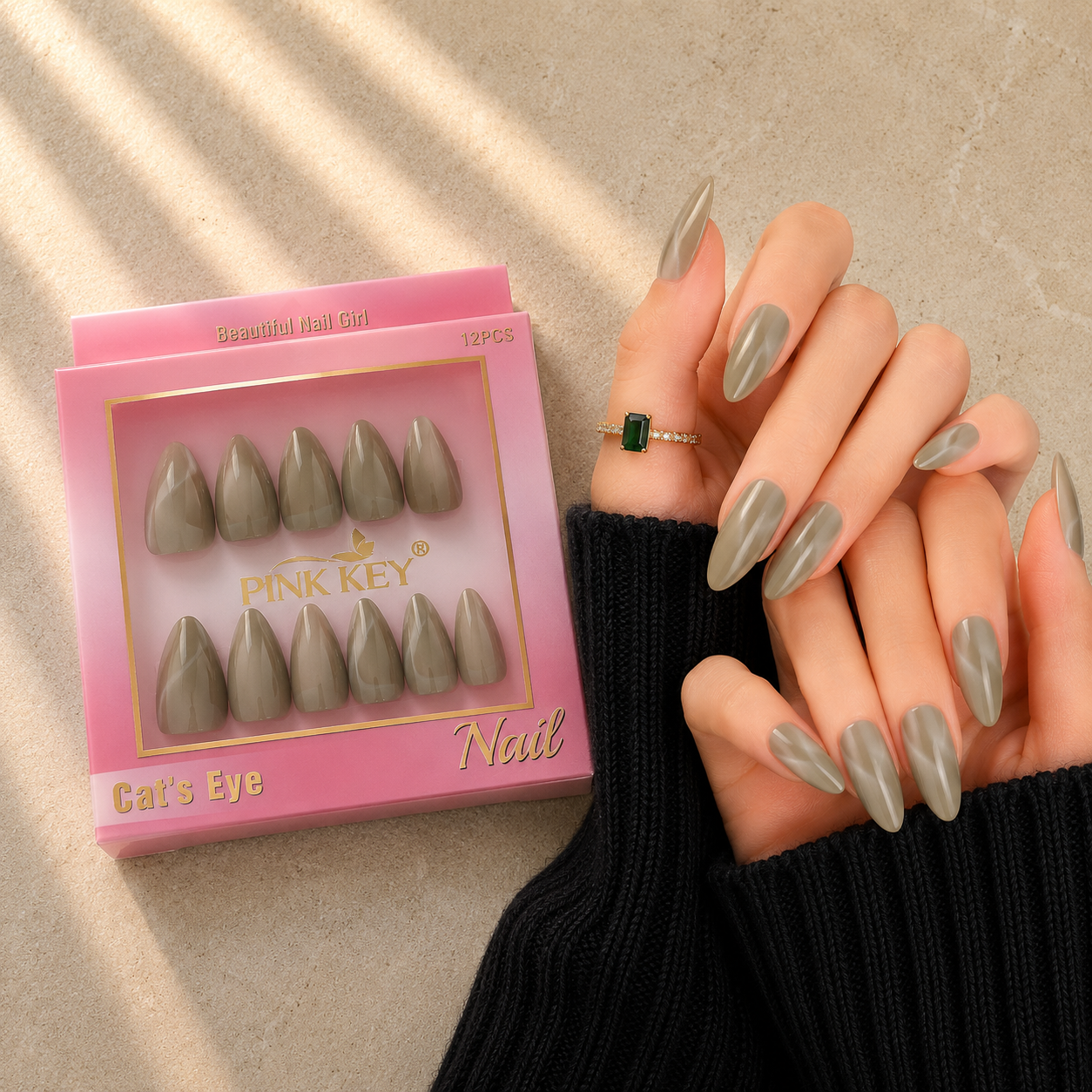 Pink Key High-End Wearable Nail Art #01 - PK24091 (12 Pcs)