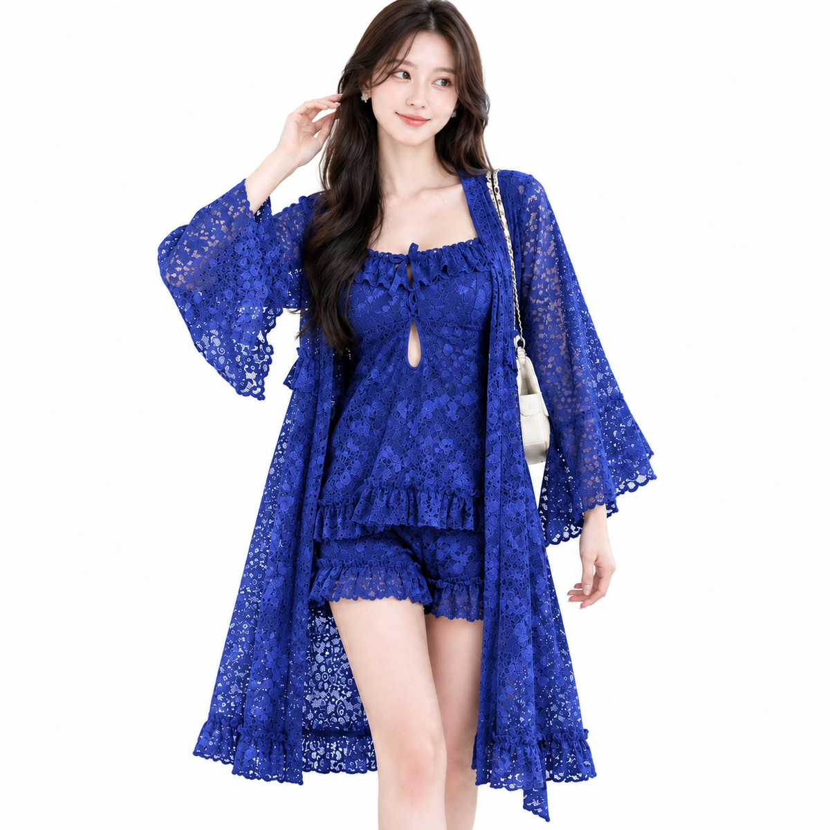Women’s Floral Lace Ruffle Cover-Up Set - M3224