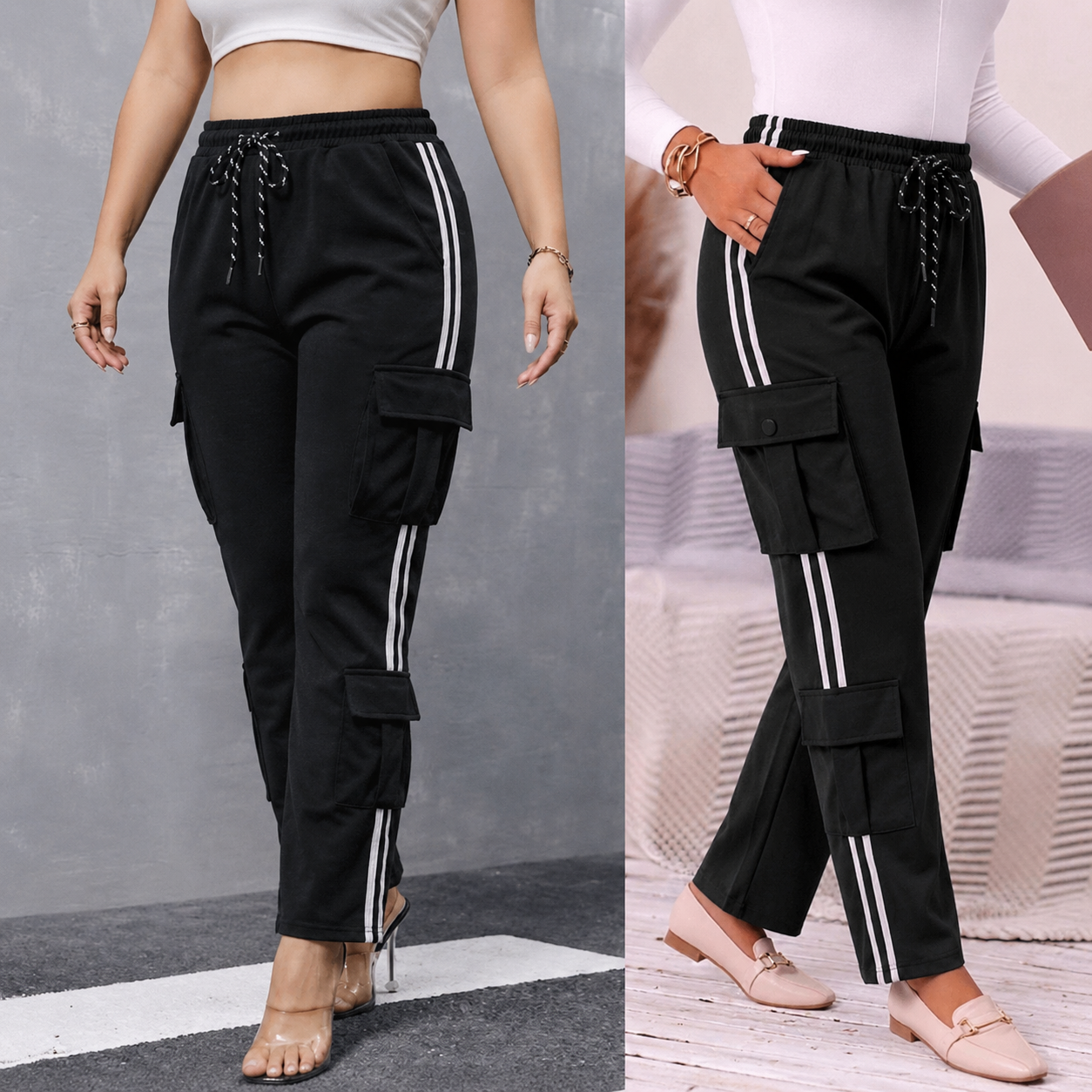 Women's Track Pant with White Side Stripe HY-6-21
