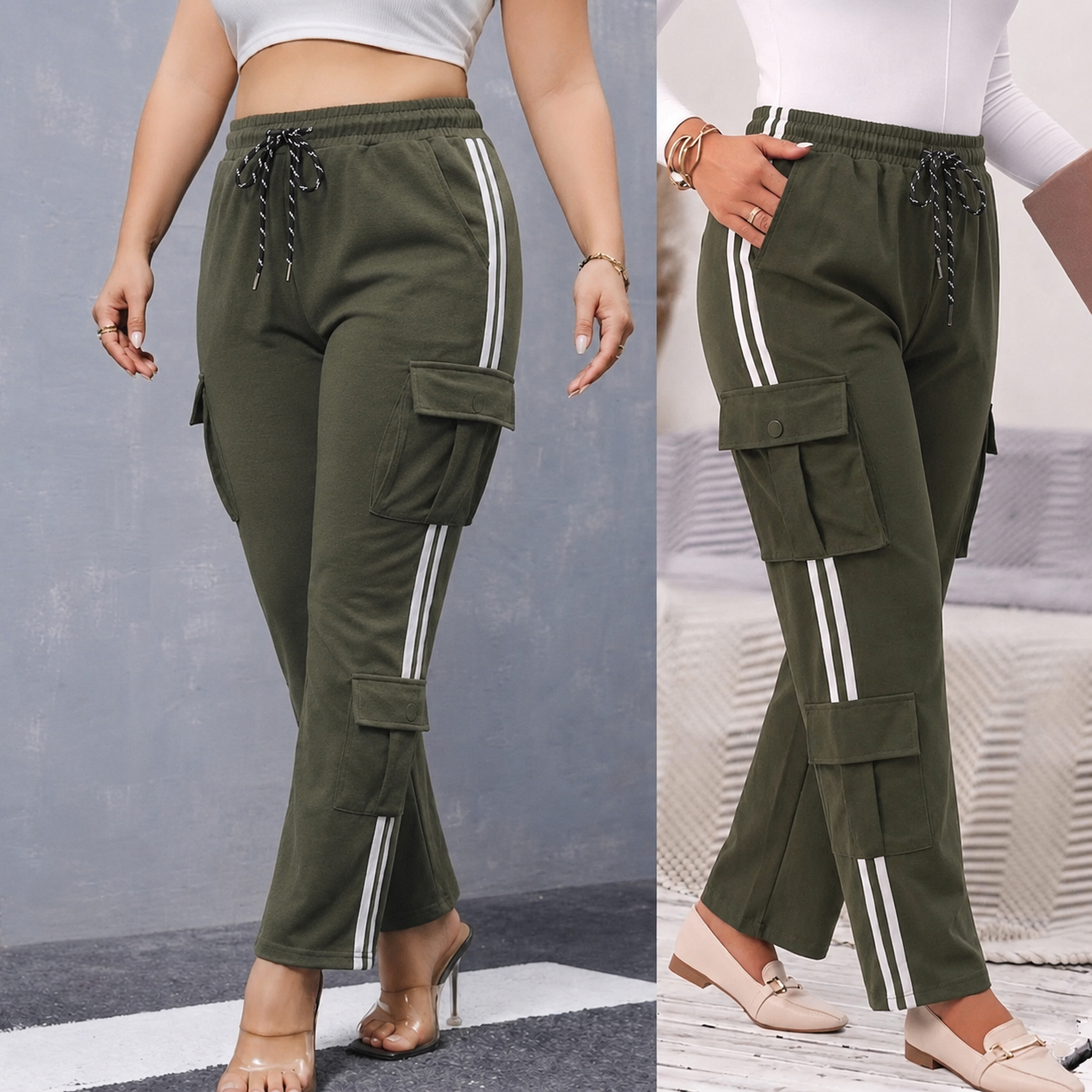 Women's Track Pant with White Side Stripe HY-6-21