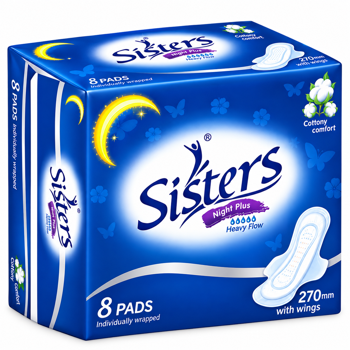 Sisters Night Plus Heavy Flow with Wings 8 Pads