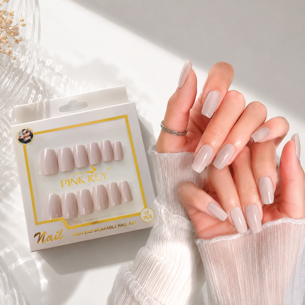 Pink Key High-End Wearable Nail Art - PK24164 (12 Pcs)