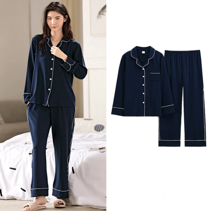 Women's Soft Cotton Long Sleeve Pajamas Set - 7503