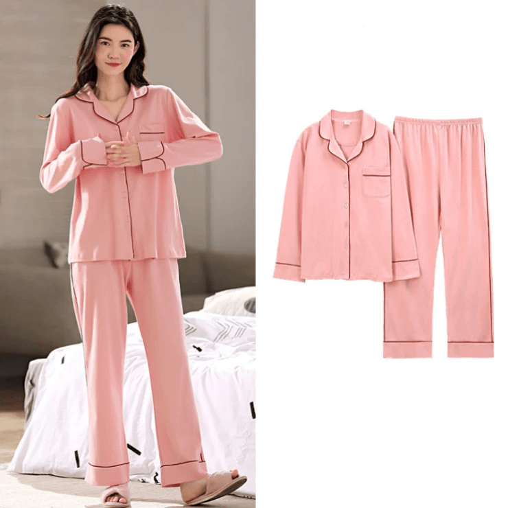 Women's Soft Cotton Long Sleeve Pajamas Set - 7503