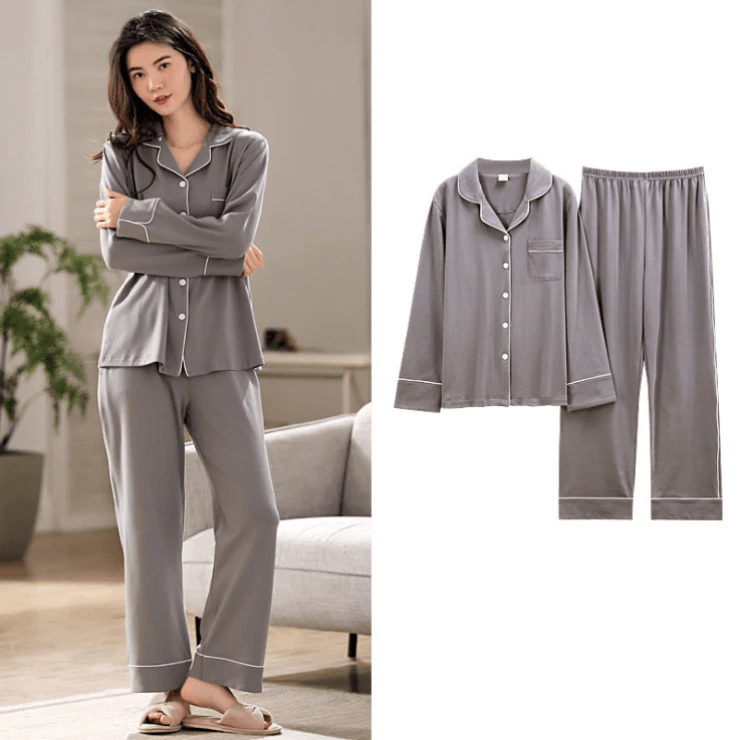 Women's Soft Cotton Long Sleeve Pajamas Set - 7503