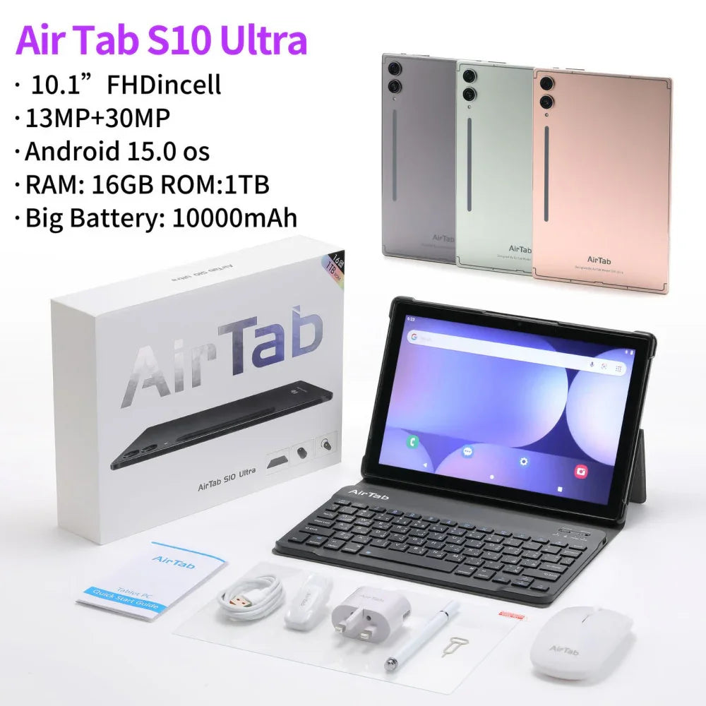 تابلت AirTab S10 Ulta بذاكرة وصول عشوائي (RAM) سعة 16 جيجابايت وذاكرة تخزين داخلية سعة 1 تيرابايت مع شبكة 5G
