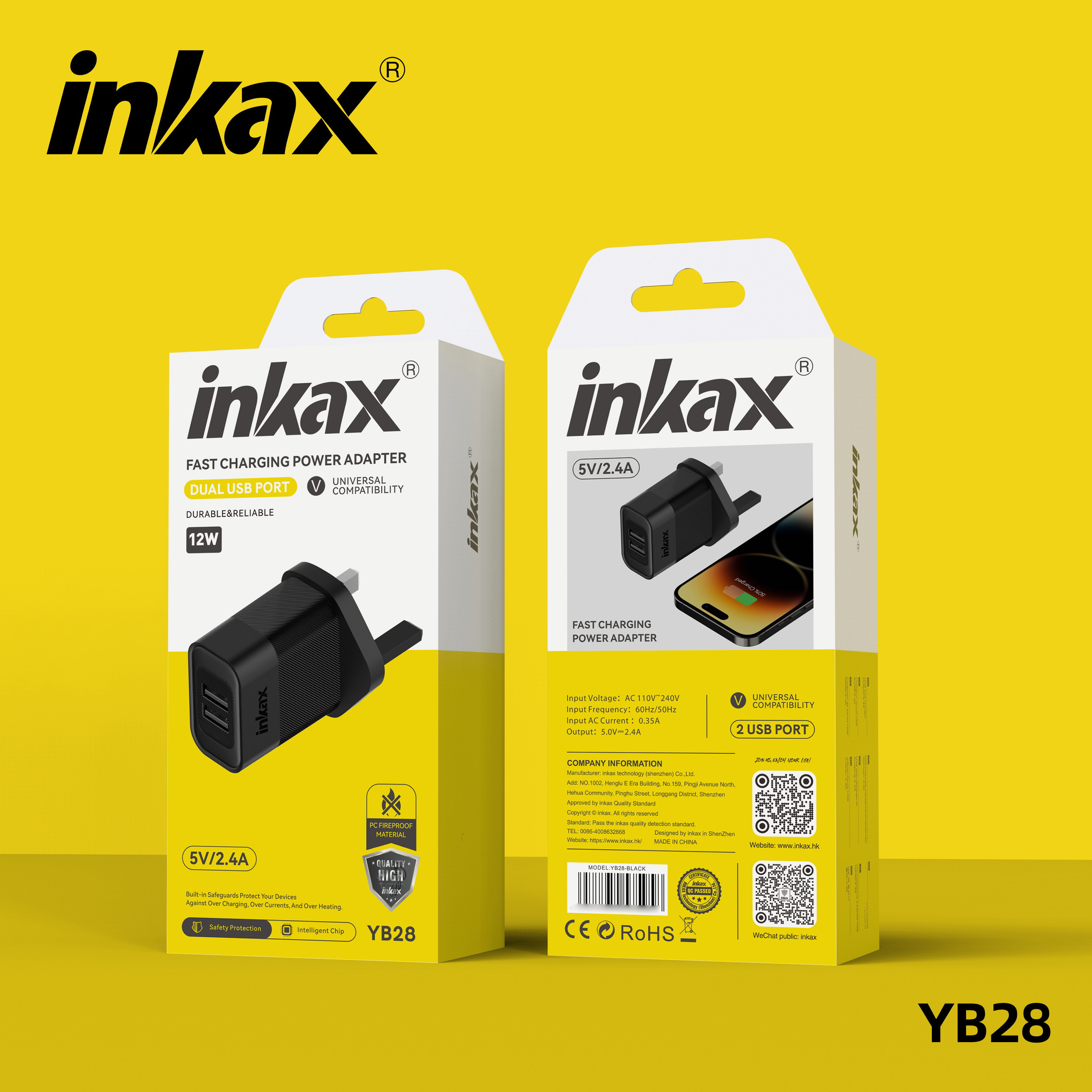 inkax Type C 12W Fast Charging Power Adapter - YB28