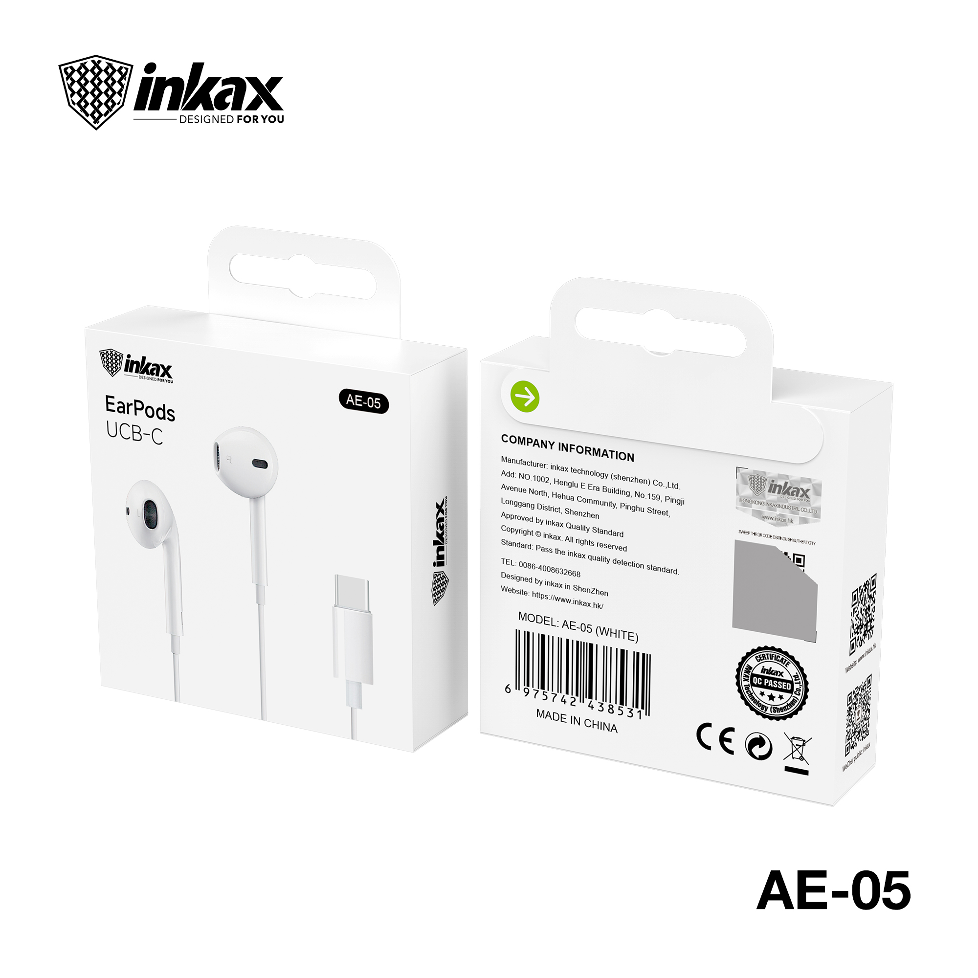 inkax Type-C Half in Ear Earphone AE-05