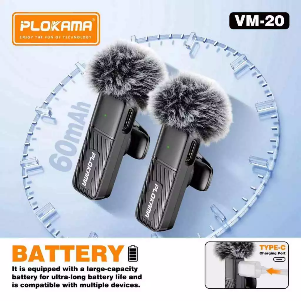 Plokama Wireless Microphone For Live Show Interview & Vlog VM-20
