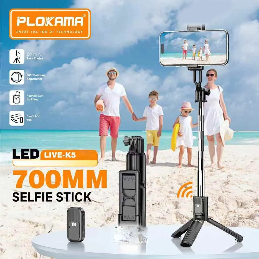 Plokama Live Streaming Bracket Tripod & Wireless Selfie Stick - K5