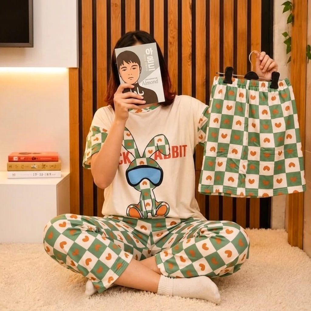 Women's Korean Fashion Pajamas 3 Pcs Set - HXF:1047#