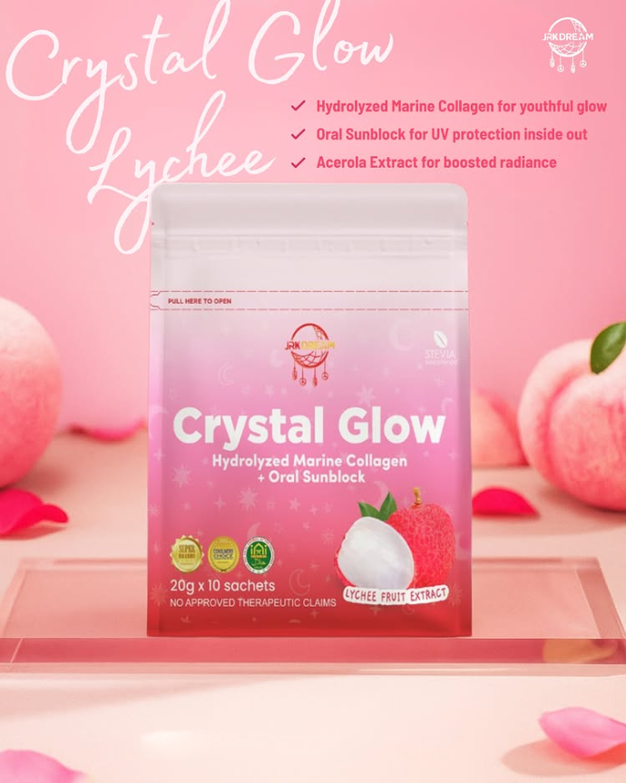 JRK Dream Crystal Glow Lychee Fruit Extract Drink - 10 Sachets x 20g