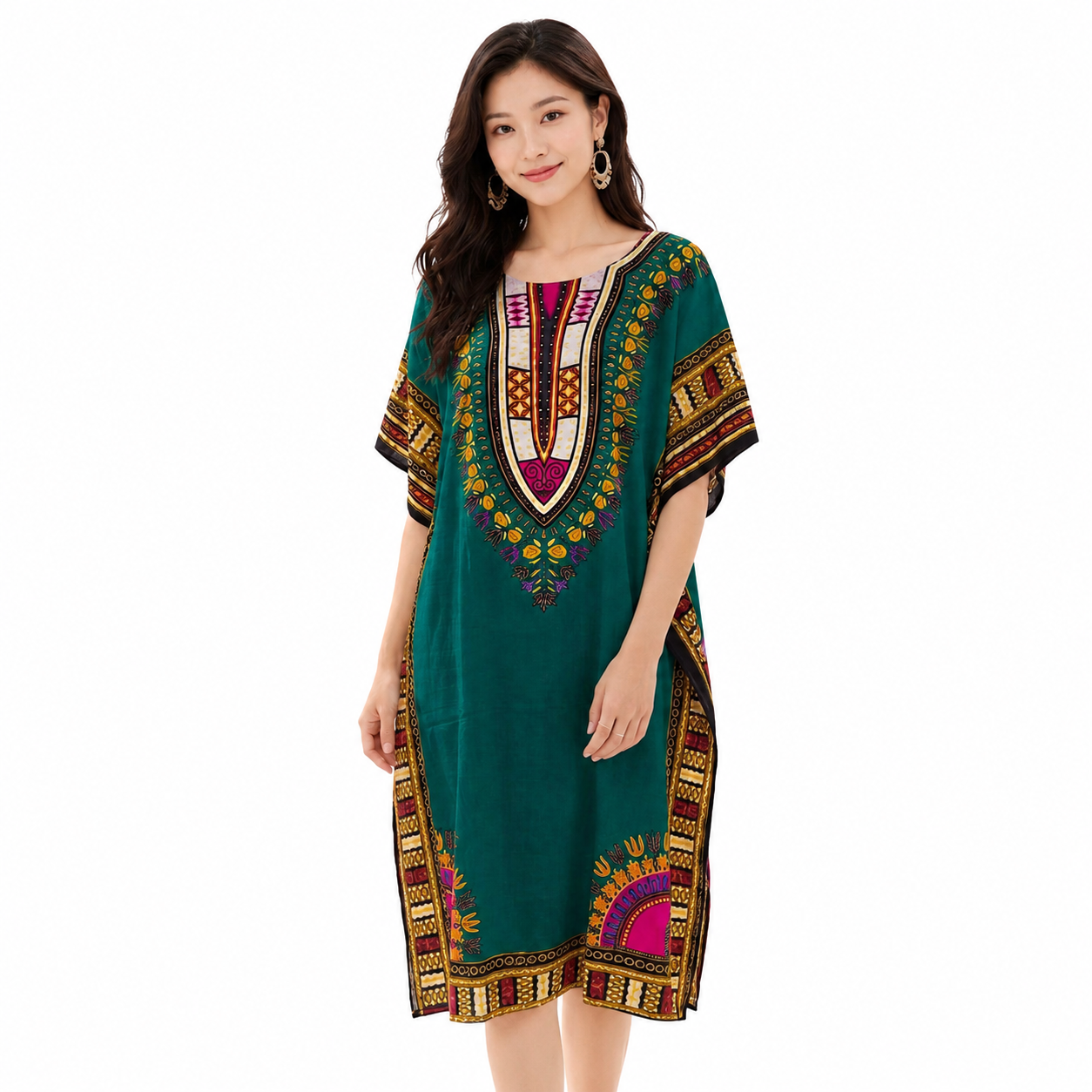 Angelina Print Kaftan Dress -01A#