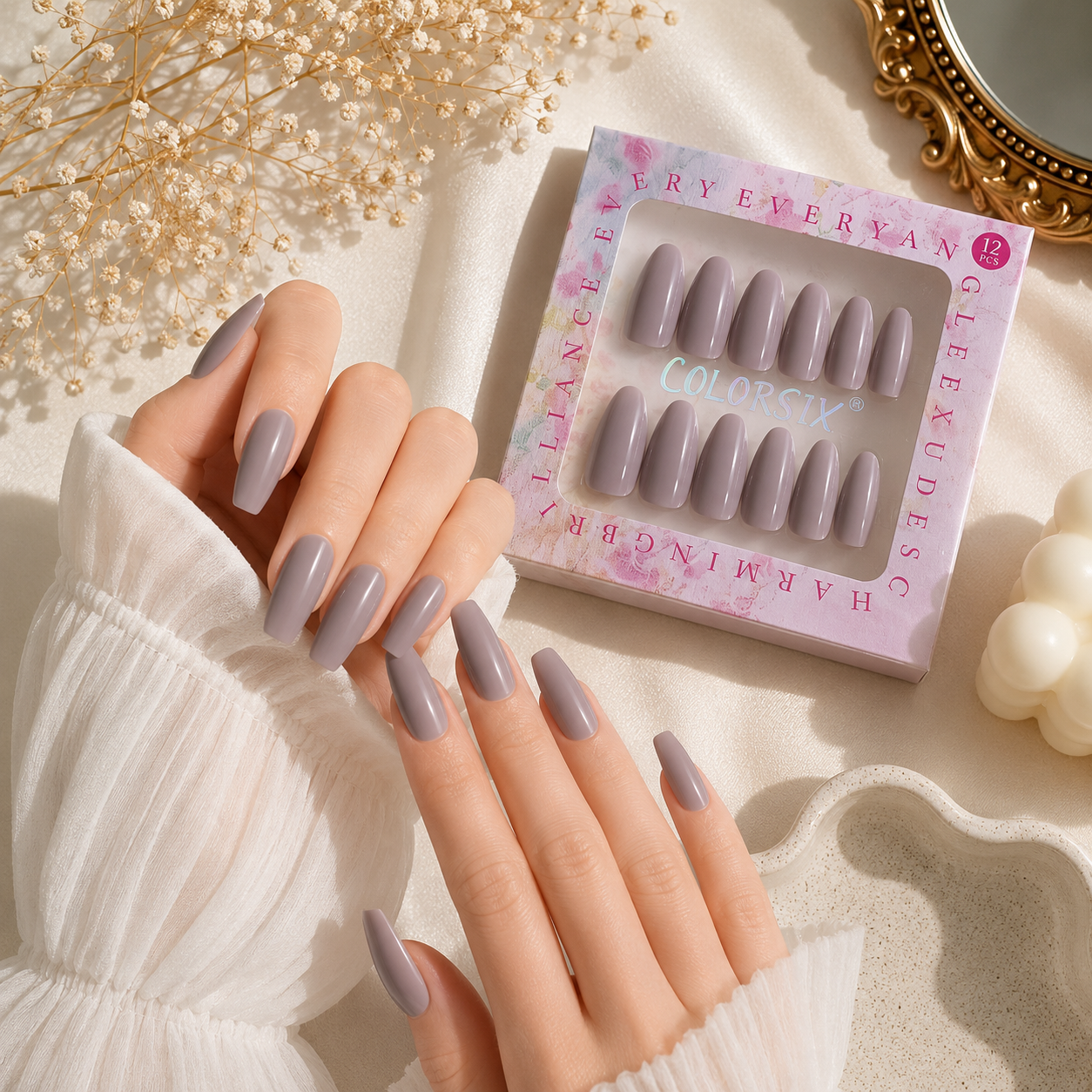 Colorsix Press On Nail Extensions 12 Pcs Set - COX25111
