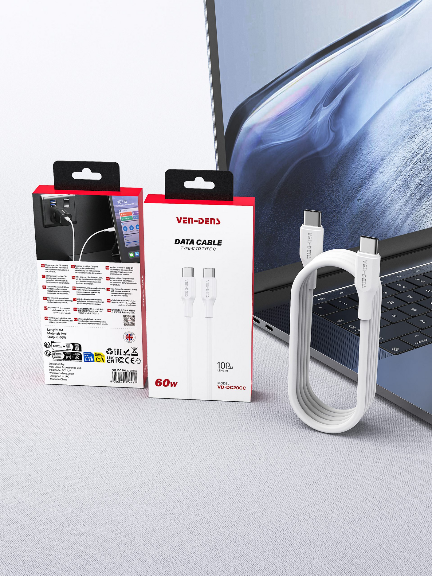 VEN-DENS 60W Type C To Type C Data Cable VD-DC20CC