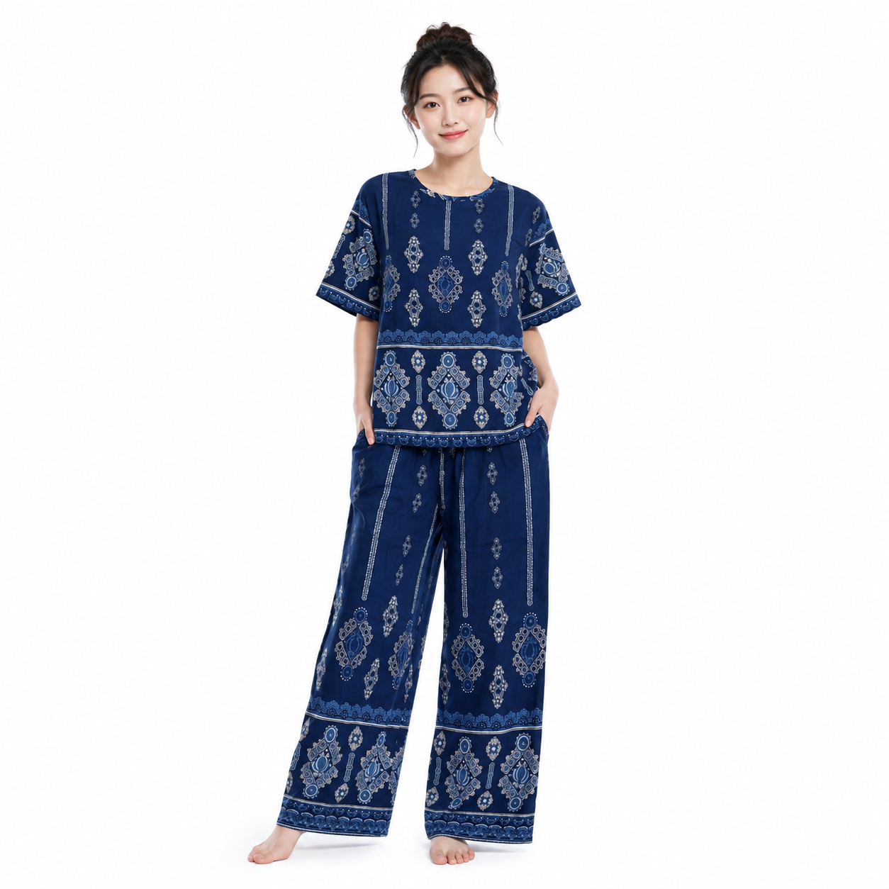 Women's Soft Cotton Printed Top & Palazzo Set – T-0621
