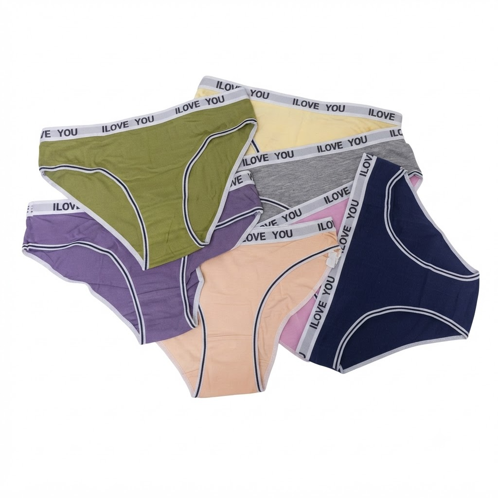 Women’s Briefs with “I LOVE YOU” Printed Panty 3 Pcs Set - AB141