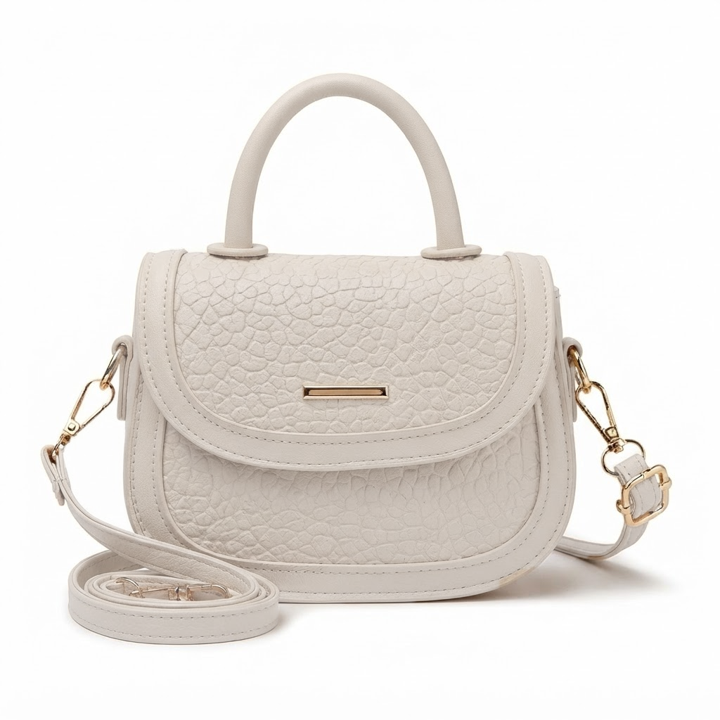 Textured Leather Top Handle Crossbody Bag - 7551