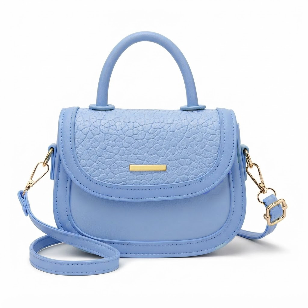 Textured Leather Top Handle Crossbody Bag - 7551