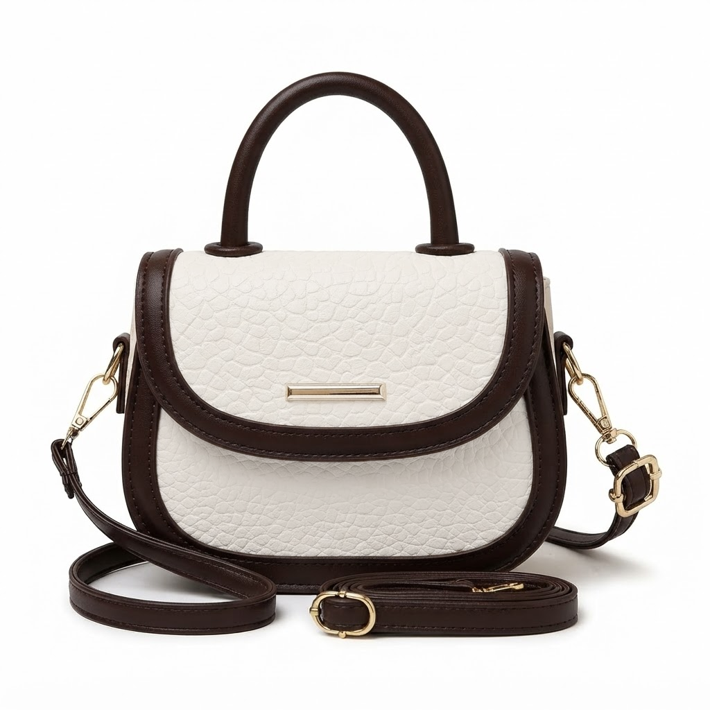 Textured Leather Top Handle Crossbody Bag - 7551