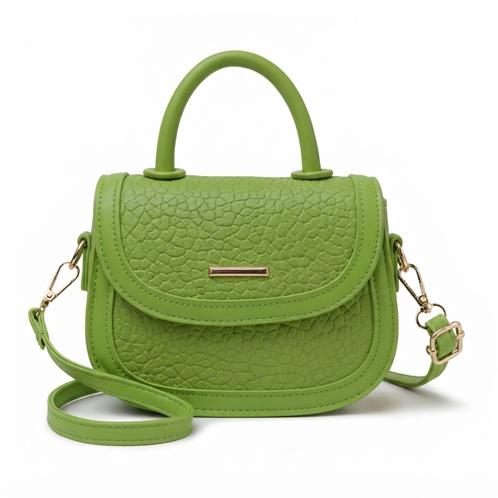 Textured Leather Top Handle Crossbody Bag - 7551