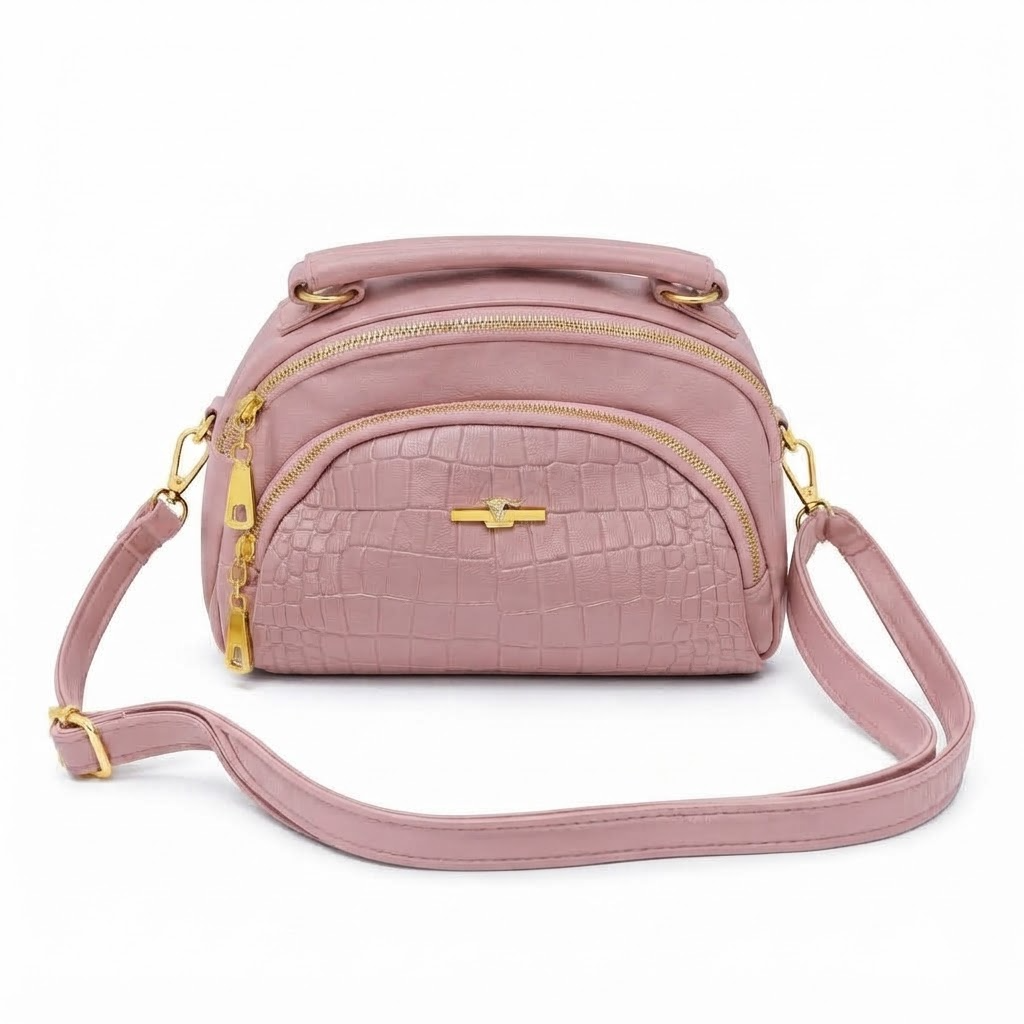Crocodile Texture Multi-Compartment Crossbody Handbag - 33858