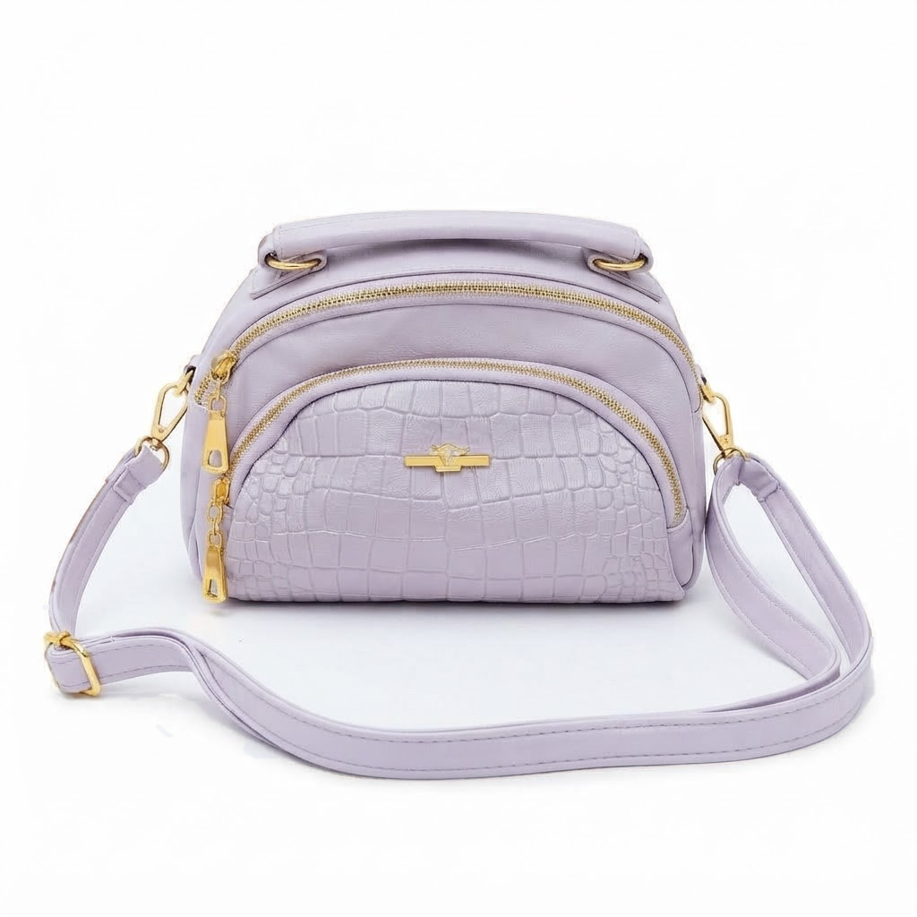 Crocodile Texture Multi-Compartment Crossbody Handbag - 33858