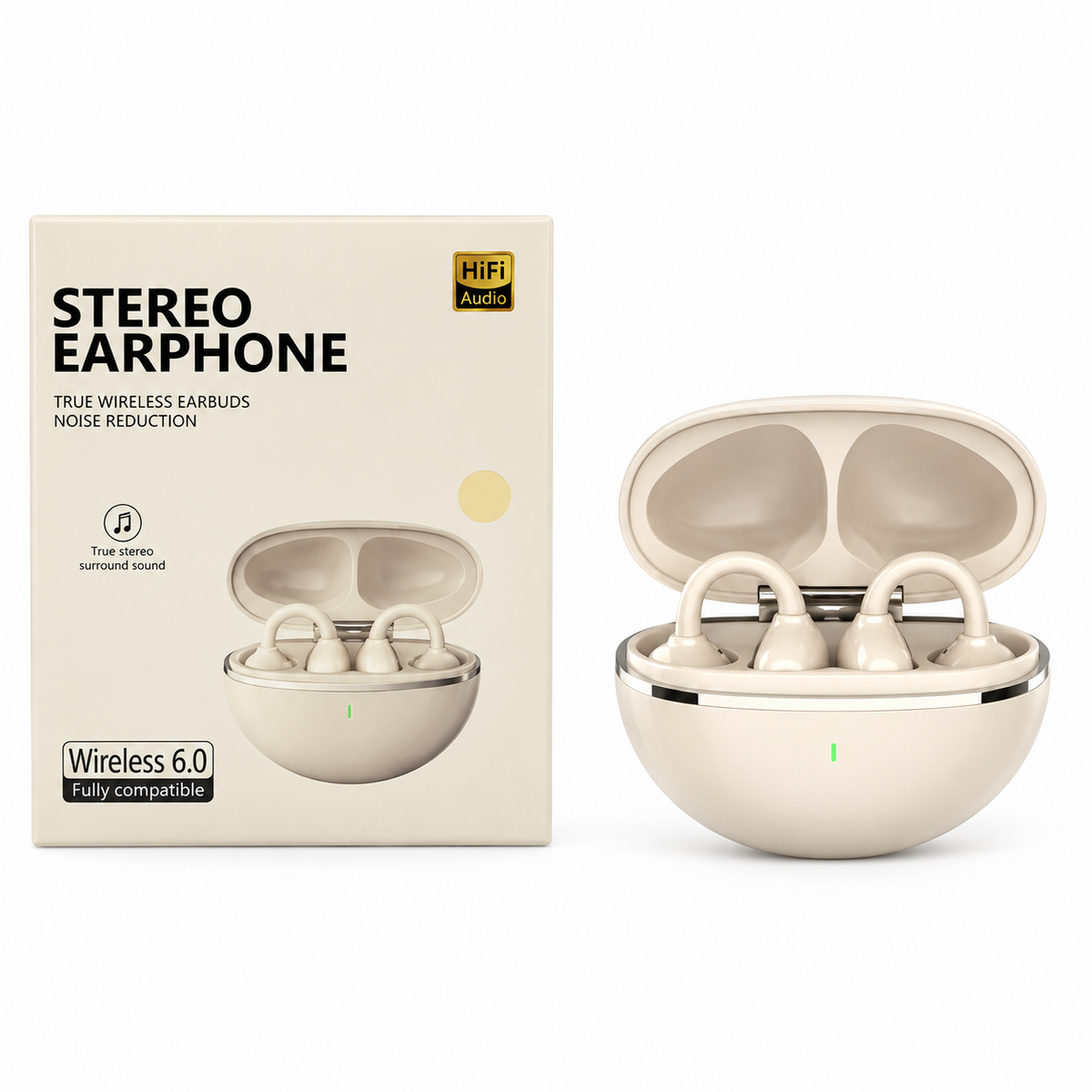 Stereo Earphones Premium Wireless With Charging Case - V6.0