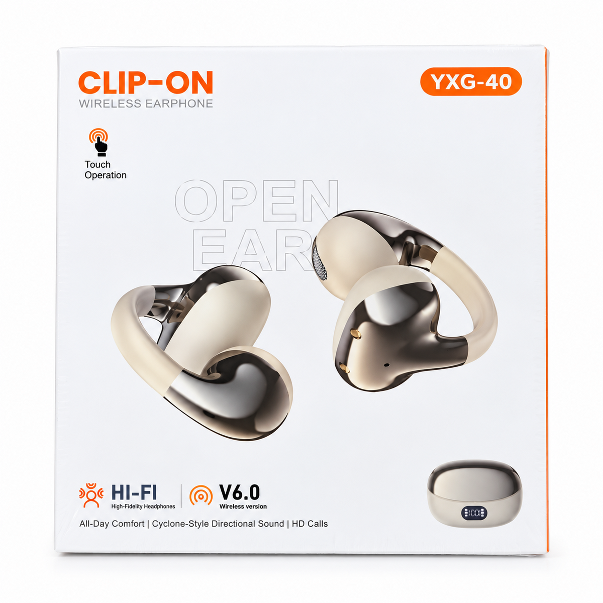 Clip On Wireless Open Ear Earbuds with Digital Display - YXG40