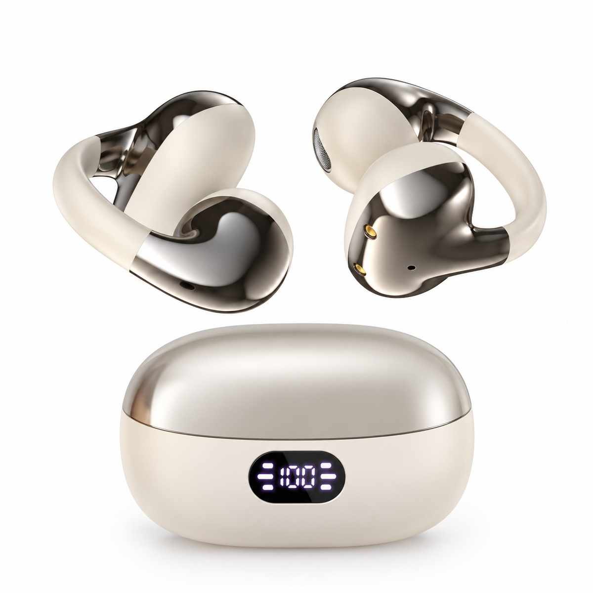 Clip On Wireless Open Ear Earbuds with Digital Display - YXG40
