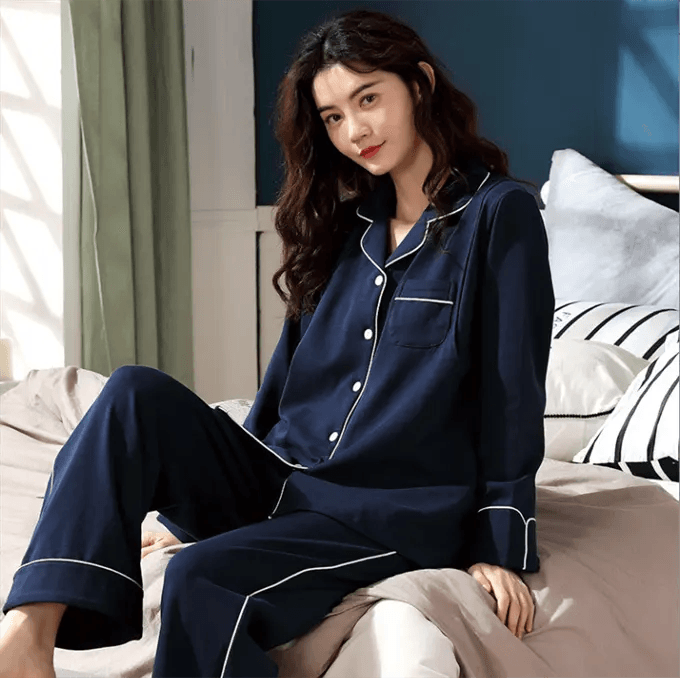 Women's Soft Cotton Long Sleeve Pajamas Set - 7503