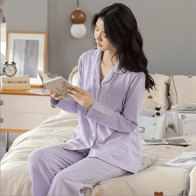 Women's Soft Cotton Long Sleeve Pajamas Set - 7503