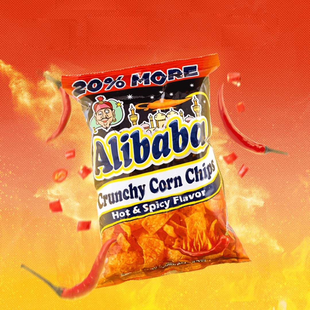 Alibaba Crunchy Corn Chips Hot & Spicy Flavor - 120g