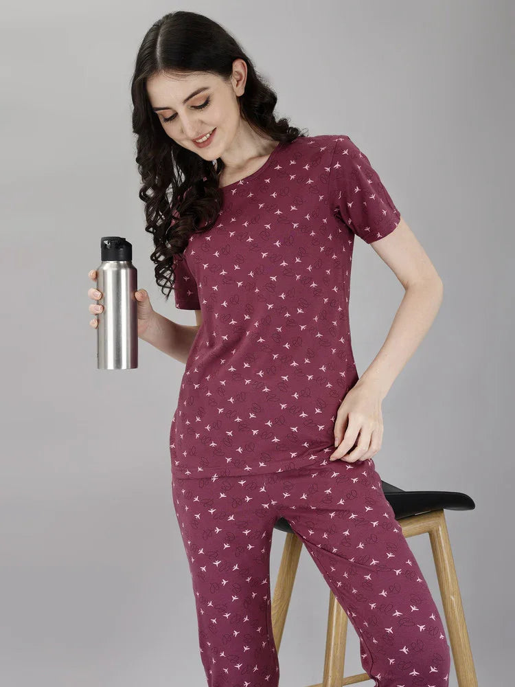 Women's Korean Fashion Night Suit Set - 6563