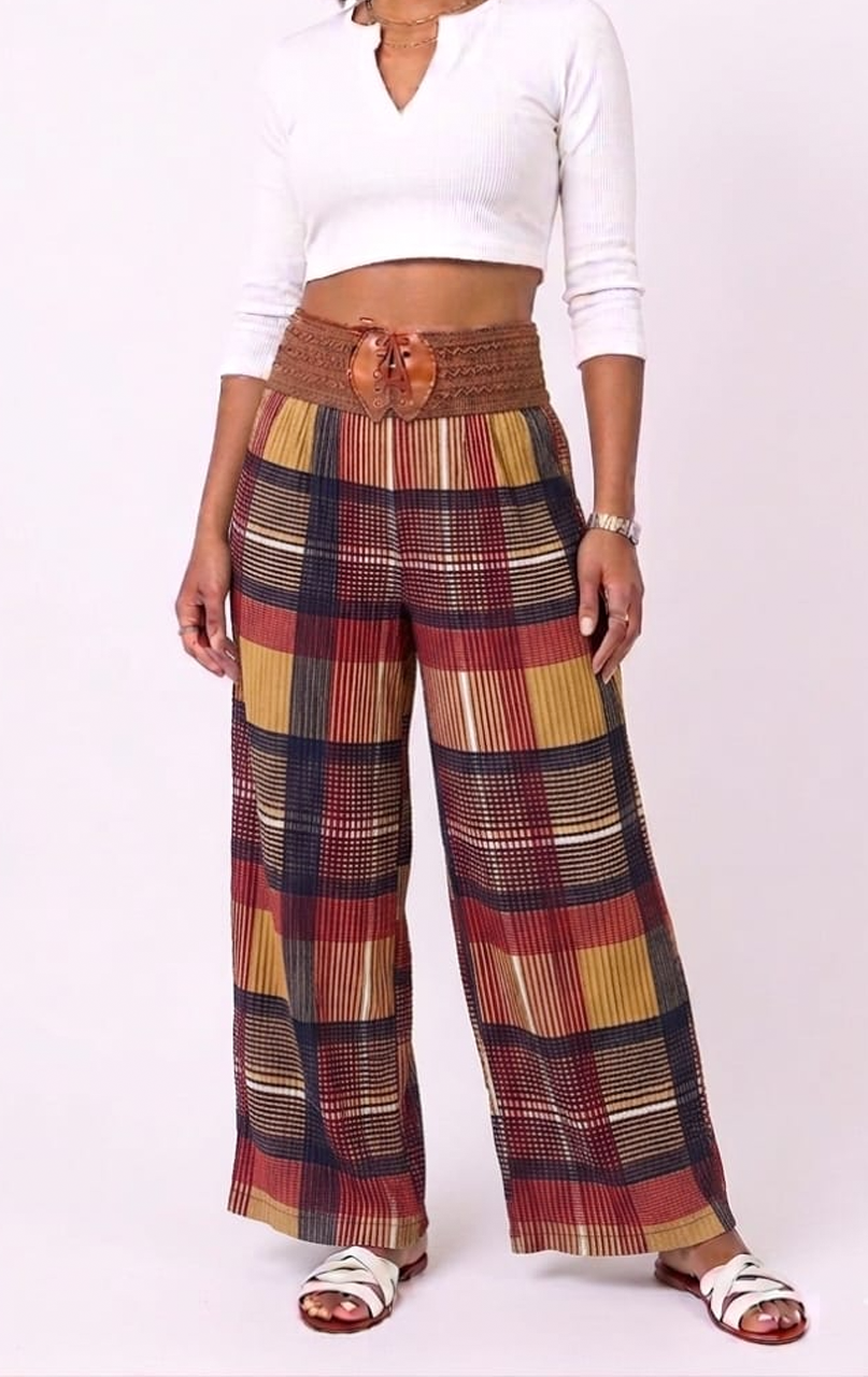 Women's GEPAIMEILIN Belt Wide-Leg Palazzo Pants K-BP-4