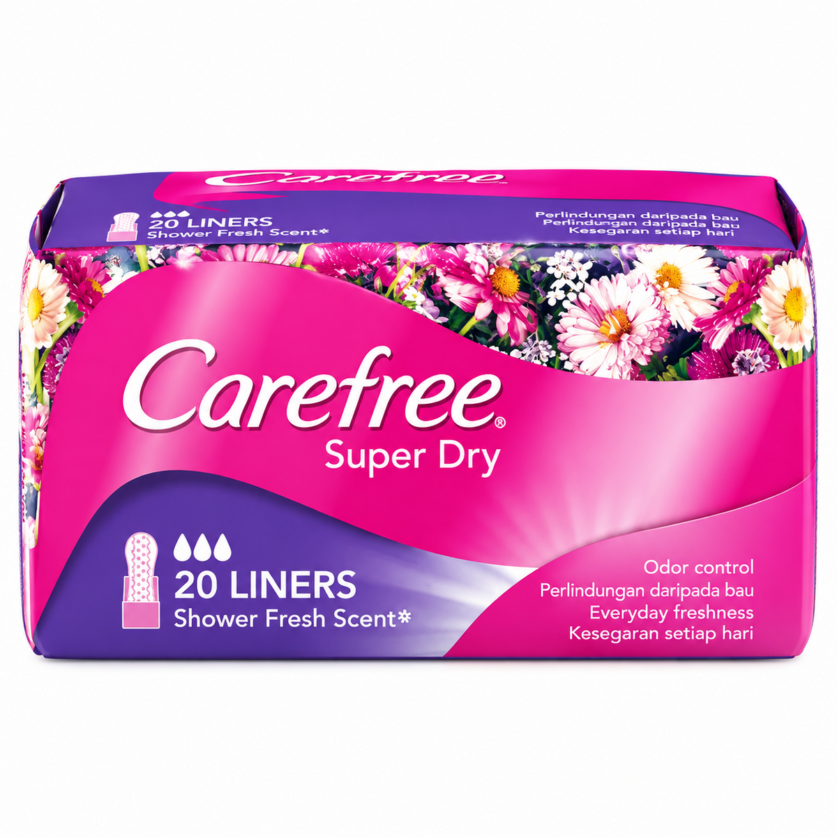 Carefree Super Dry 20 Liners Shower Fresh Scent