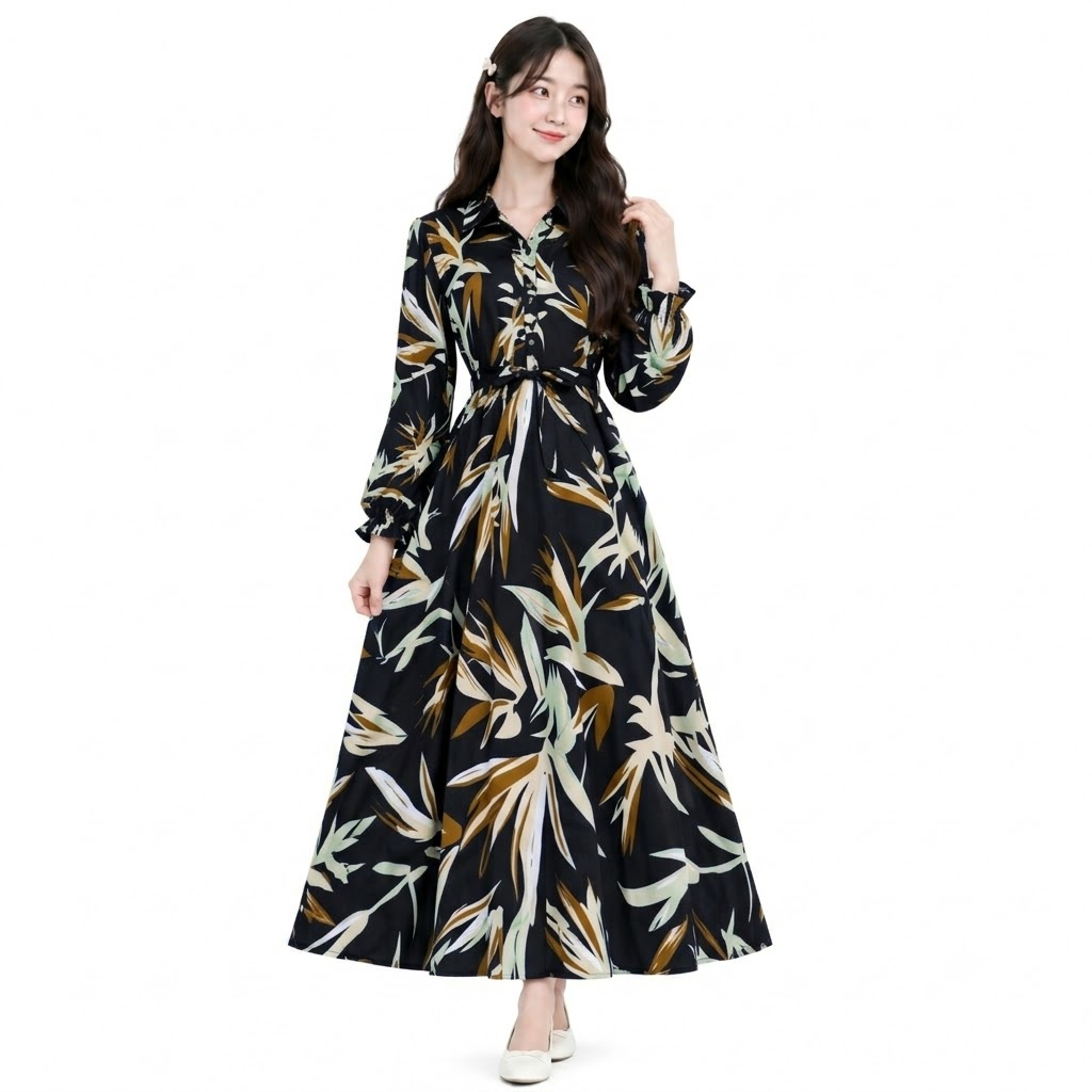 Mierdan Womens Casual Puffy Long Sleeve Dress - 6561