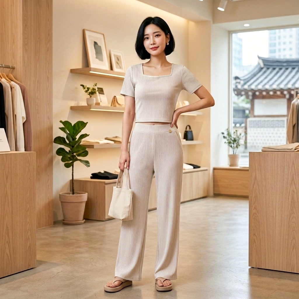 Women's Korean Style Classic Design Top & Pant M-719