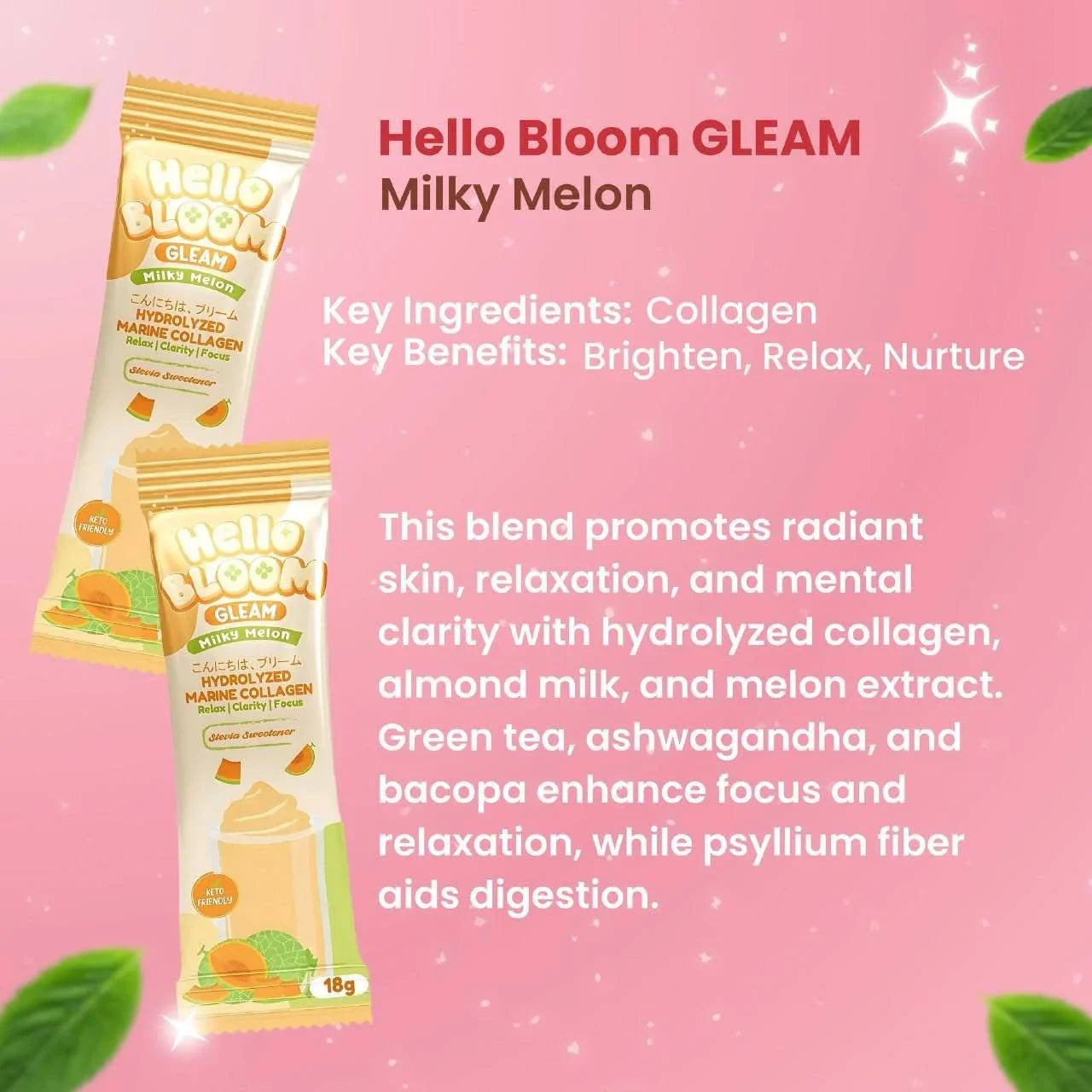 Hello Bloom Gleam Milky Melon Juice Drink - 180g