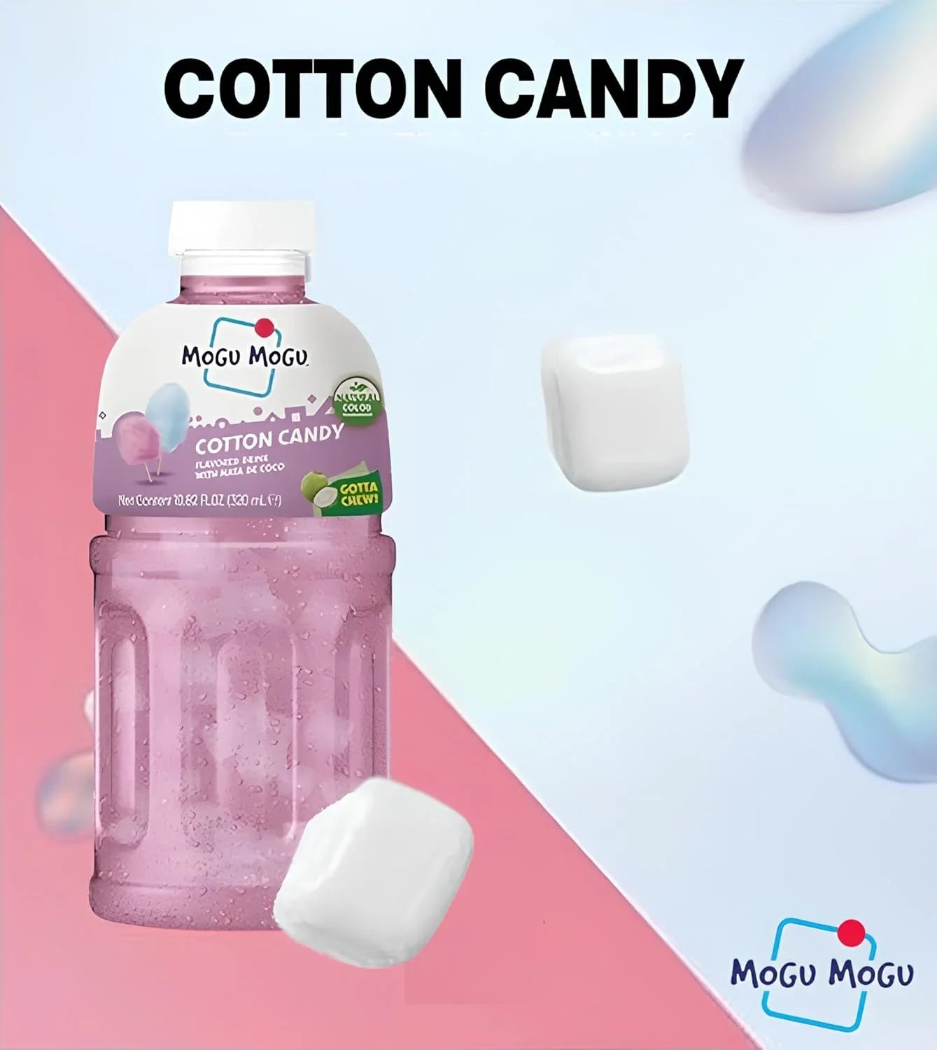 Mogu Mogu Cotton Candy Flavored Drink With Nata De Coco - 320ml
