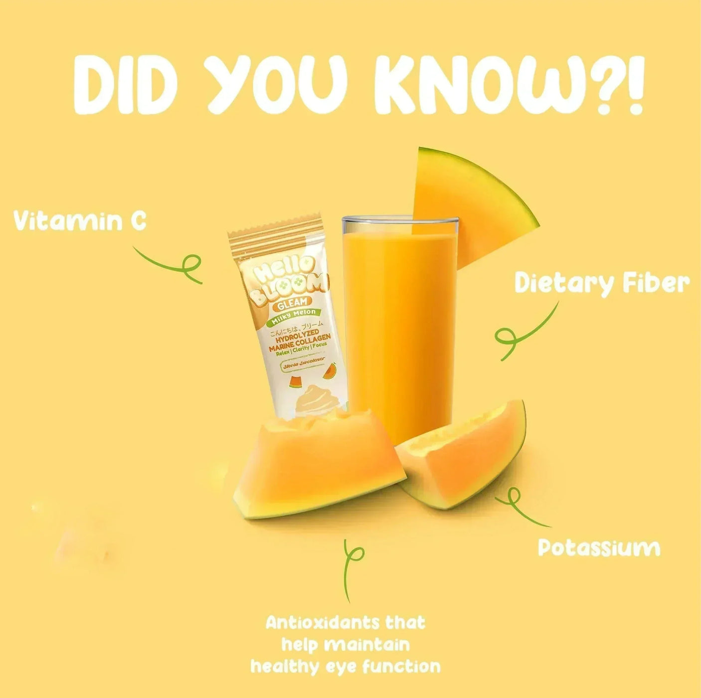 Hello Bloom Gleam Milky Melon Juice Drink - 180g