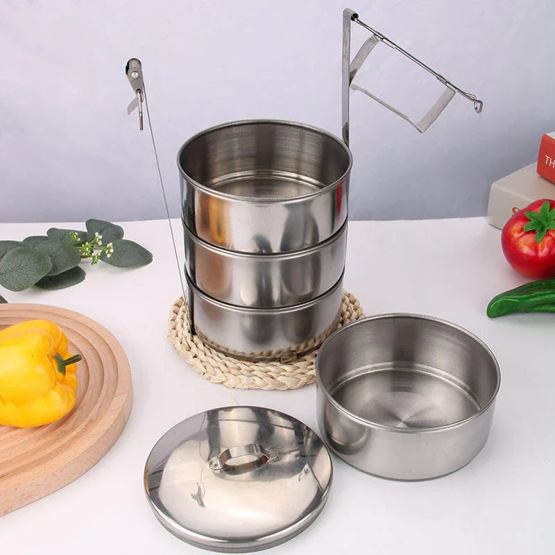 Portable Stainless Steel 4 Layer Food Carrier Set