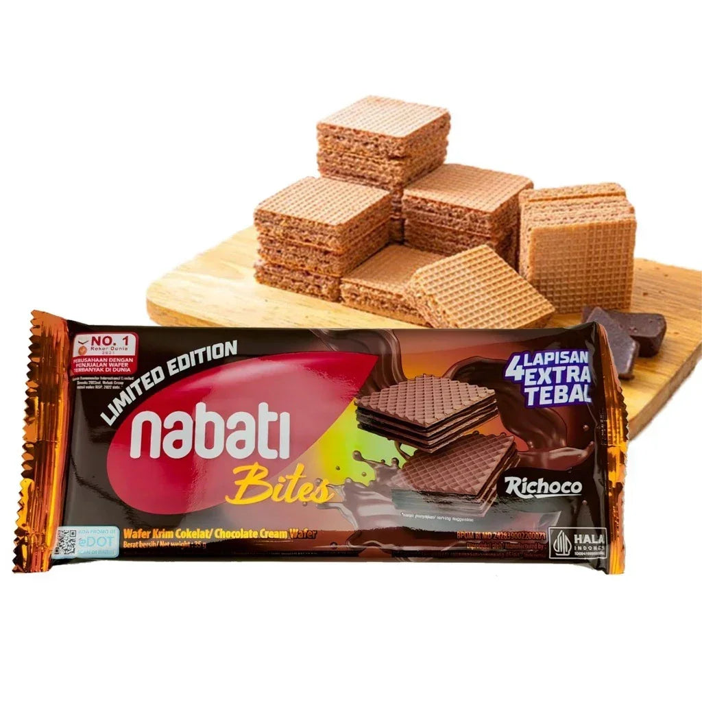 Nabati Bites Chocolate Cream Wafer Richoco - 12Pcs × 39g (468g)