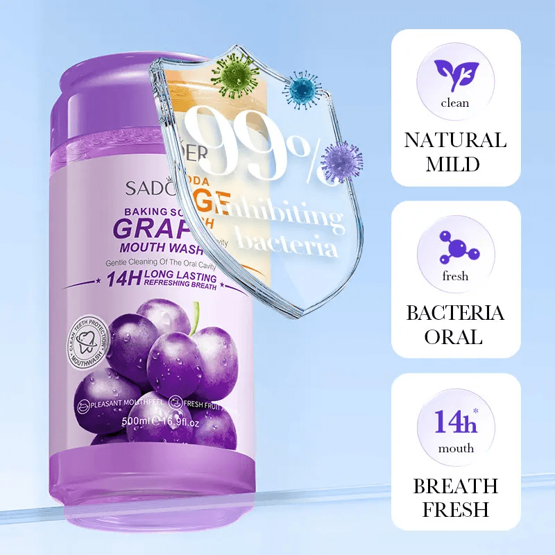 Sadoer Baking Soda Grape Mouthwash 14H Long Lasting - 500ml
