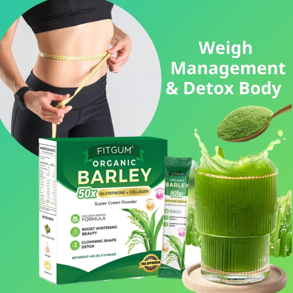 Fitgum Organic Barley Super Green Powder - 3g × 15 Packs